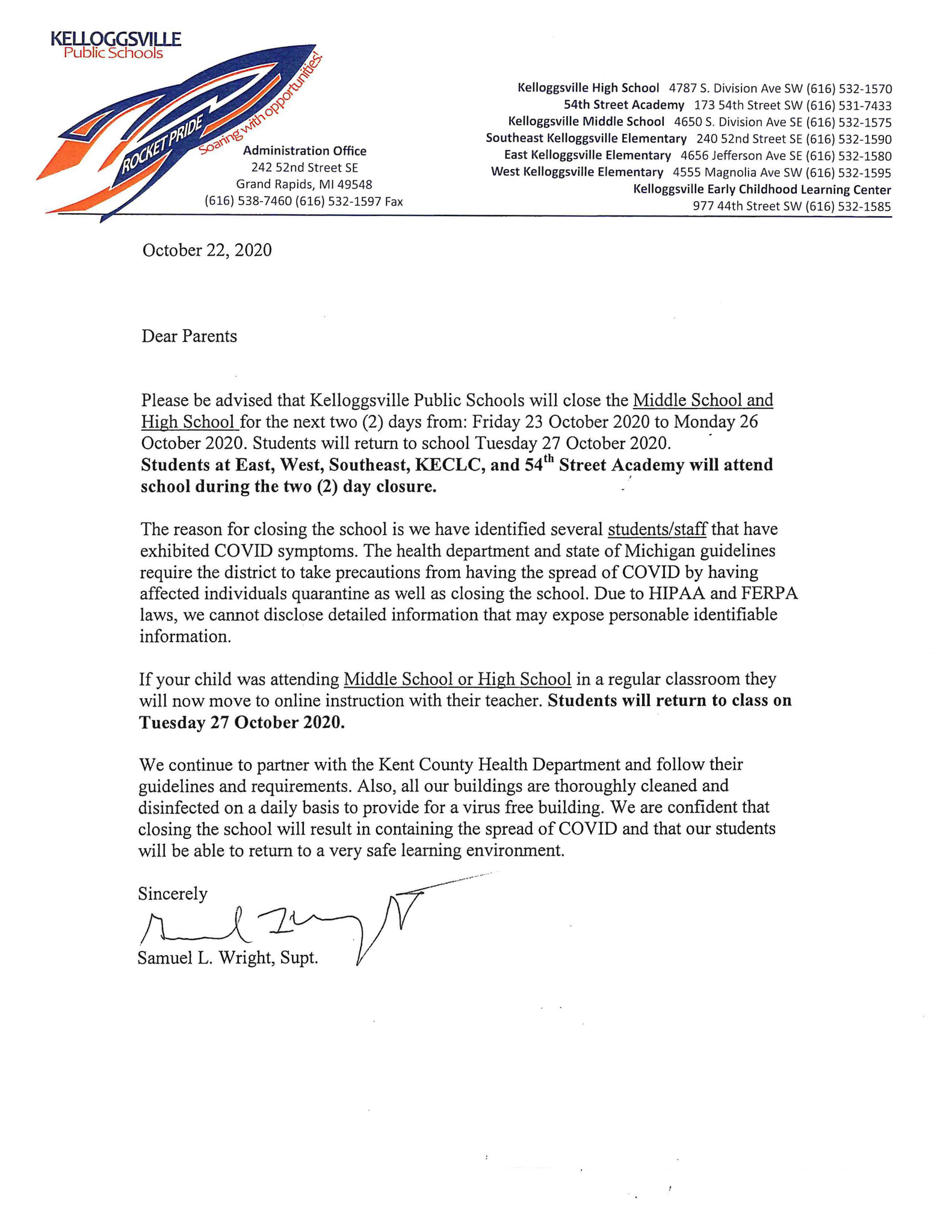Closure letter.