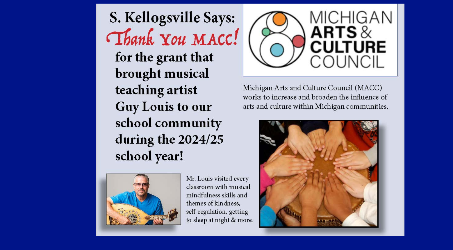 Southeast KV thanks Michigan Arts & Culture Council